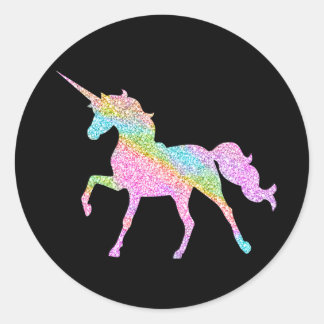 Rond Sticker Unicorn Étincelant