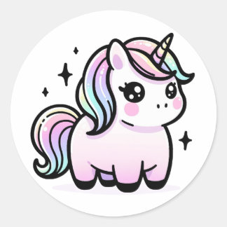Rond Sticker Unicorn mignon