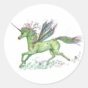 Rond Sticker Unicorn plante