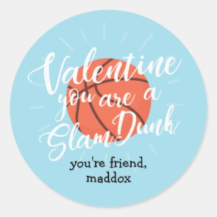 Rond Sticker Valentine de basket-ball Slam Dunk