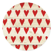 Sticker Valentines Day avec Coeurs sur Bois