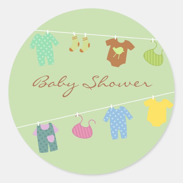 Rond Sticker vert Baby shower neutre (Devant)