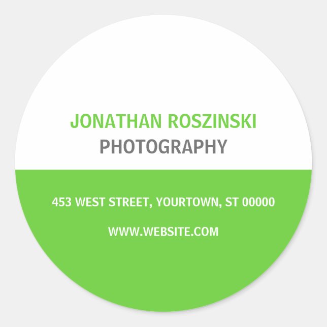 Rond Sticker vert texte simple (Devant)