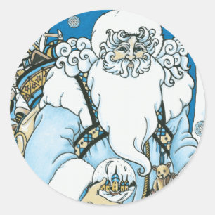 Rond Sticker vintage Blue Père Noël
