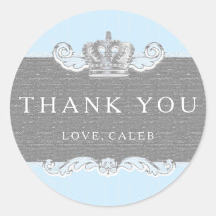 Rond Sticker Vintage Crown Blue Prince Party