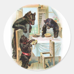 Rond Sticker vintage Fairy Tale Classic 3 Bears