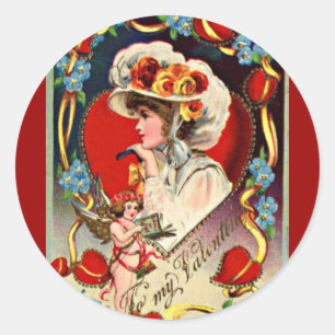 Rond Sticker vintage Lady My Valentine Round
