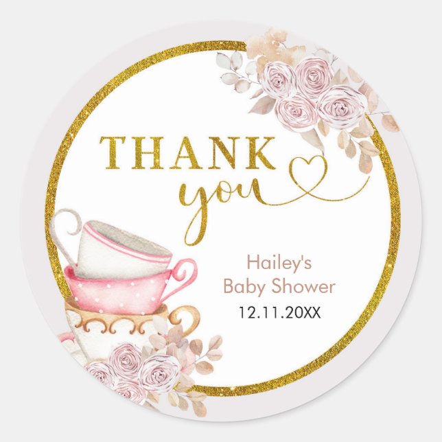 Rond Sticker vintage Merci Tea Party (Devant)