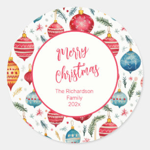 Rond Sticker Vintage ornements de Noël Whimsical