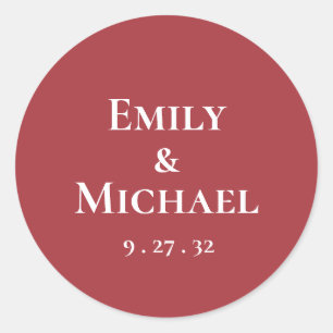 Rond Sticker vintage Rouge Bourgogne Blanc Roses Noms