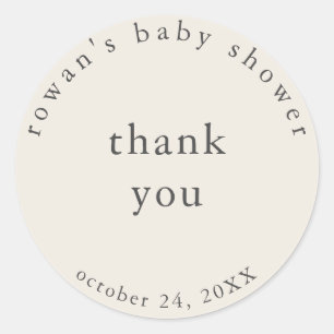Rond Sticker vintage simple en Merci de Baby shower