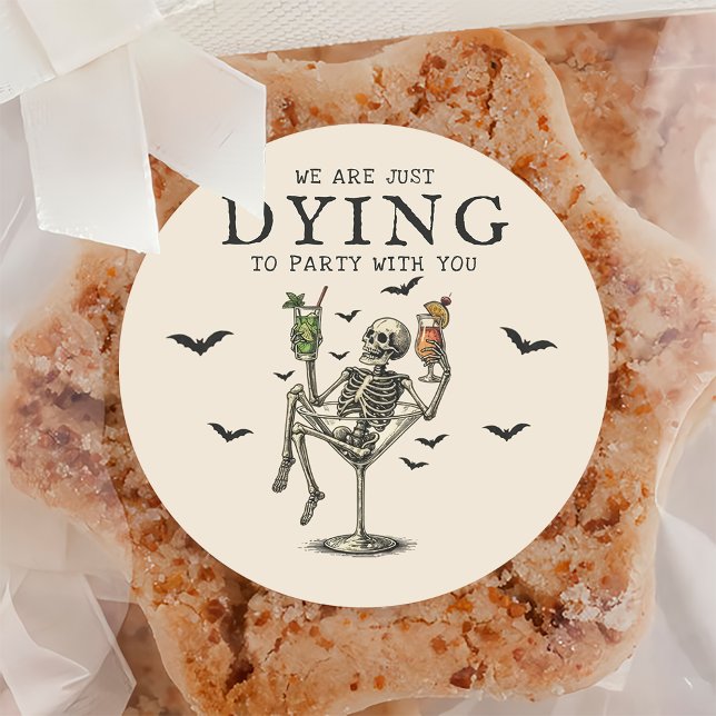 Rond Sticker vintage Skeleton Halloween Party (Créateur téléchargé)