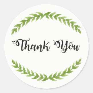Rond Sticker Vintage Thank You avec Feuilles