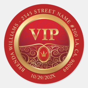 Rond Sticker VIP Royal Rouge et Or