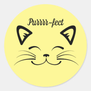 Rond Sticker Visage Chat Purr-fect