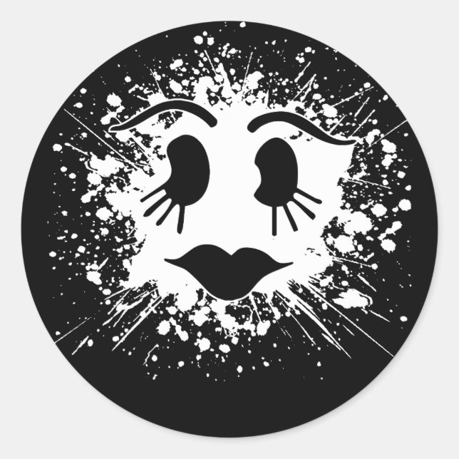 Rond Sticker Visage Fantôme Halloween Cute (Devant)