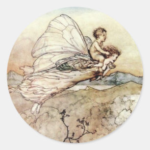 Rond Sticker volant de la mère et du bébé fée