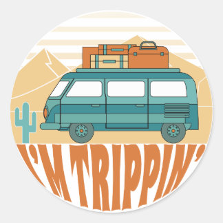 Rond Sticker Voyage-Route Je M'APPELLE TRIPPIN