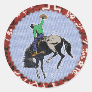 Rond Sticker West Cowboy Wild Round Up Western