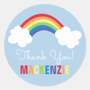 Rond Sticker Whimsical Rainbow joyeuse fête d'anniversa