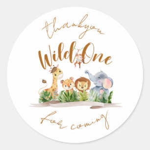Rond Sticker Wild One Safari Party Thankyou