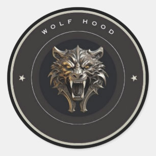 Rond Sticker Wolf Hood