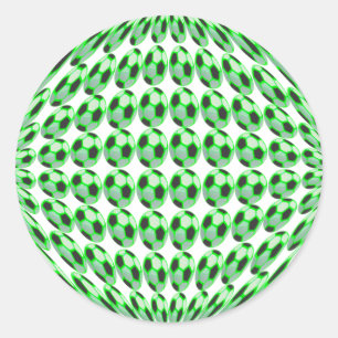 Rond Sticker World of Green Soccer Balls