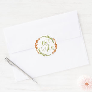 Rond Sticker Wreath Meilleur Souhaits