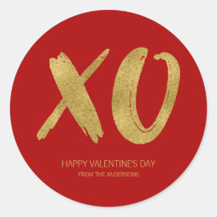 Rond Sticker XOXO Valentine Brossé Gold Foil