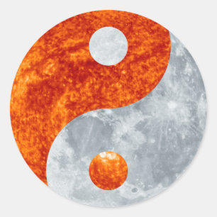 Rond Sticker Yin & Yang Harmonie Spirituelle Soleil & L