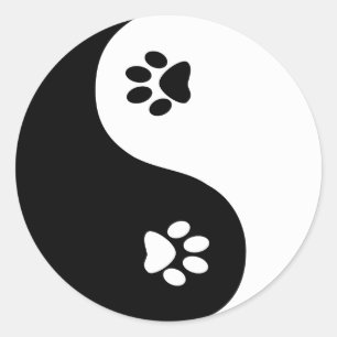Rond Sticker Yin Yang Paws
