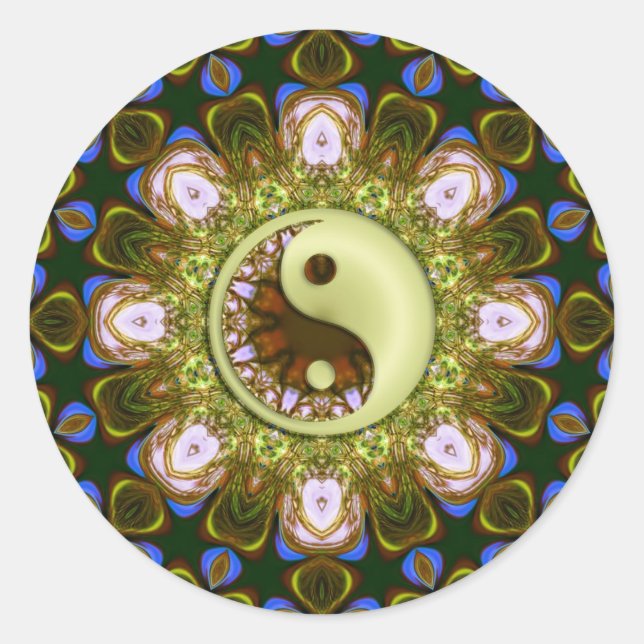 Rond Sticker YinYang Mandala vert (Devant)