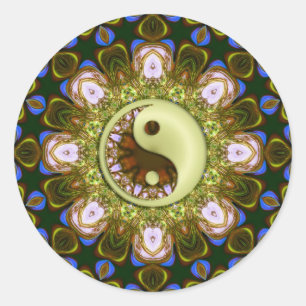 Rond Sticker YinYang Mandala vert