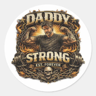 Rond StickerStrong Dad Funny Fitness Father Sticker Vin