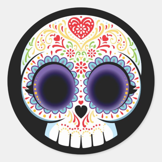 Rond Sugar Skull Sticker (Devant)