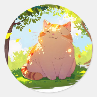 Rond Sun-Kissed Chubby Cat Sticker