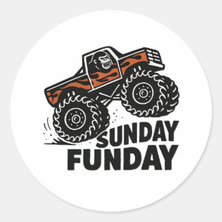 Rond Sunday Funday Gorilla Monster Truck Funny Sticker