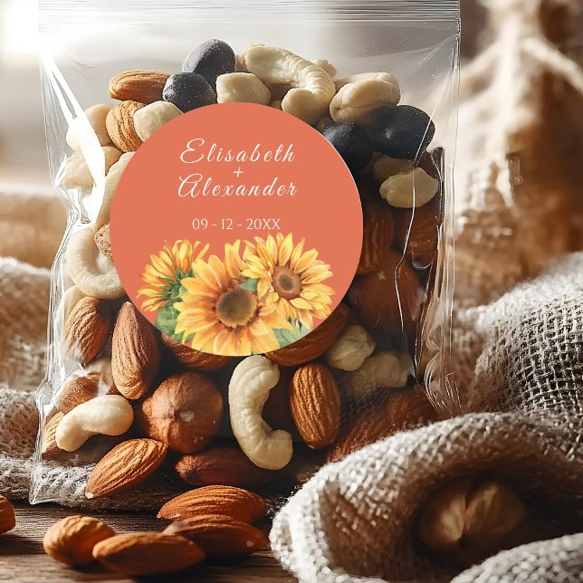 Rond Sunflower Wedding Sticker (Créateur téléchargé)