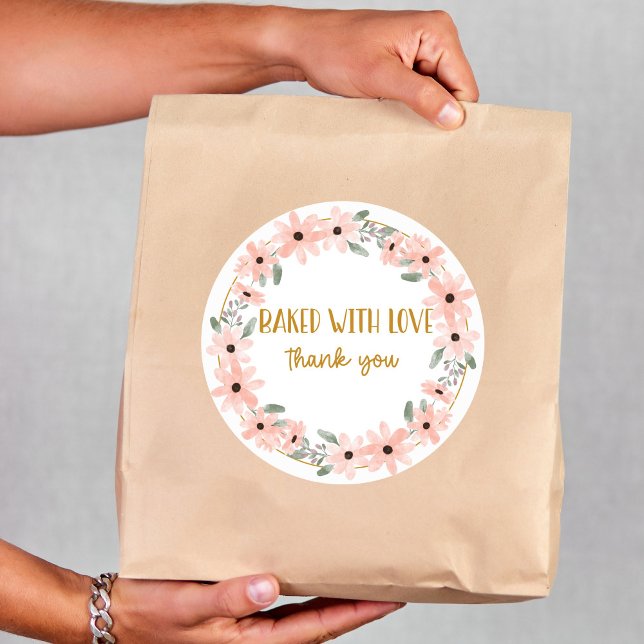 Rond Sweet Cake "Baked with love" Sticker (Créateur téléchargé)