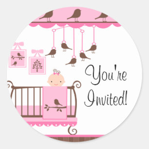 Rond Sweet Pink Baby Room Vous êtes invité Sticker