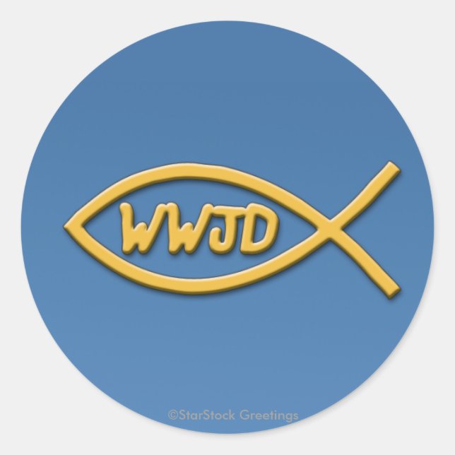 Rond Symbole de poisson WWJD Sticker (Devant)