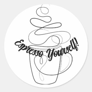 Rond Sympa amusant sticker café Expresso