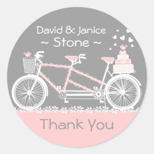 Rond Tandem Bicycle Mariage Merci Sticker