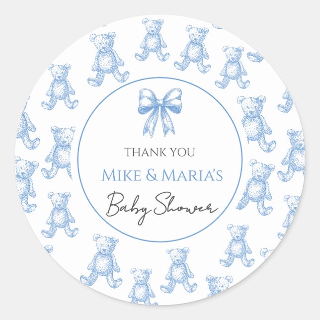 Rond Teddy bear baby shower Sticker (Devant)
