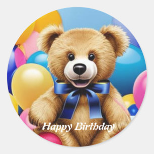 Rond Teddy Bear Happy Birthday Classic Round Sticker