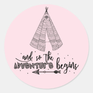 Rond Teepee Adventure Commence Favor Sticker