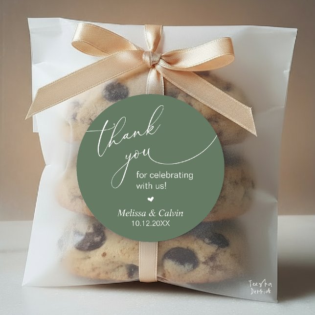 Rond Thank you for celebrating with us Wedding Sticker (Thank you for celebrating with us Wedding Sticker in Sage Green)