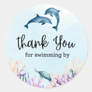 Rond Thank You For Swimming By Sea Life Sticker