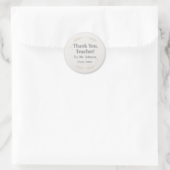 Rond Thank You Teacher – Custom Name Sticker Gift (Sac)