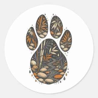 Rond Tiger Botanical Footprint Nature Sticker